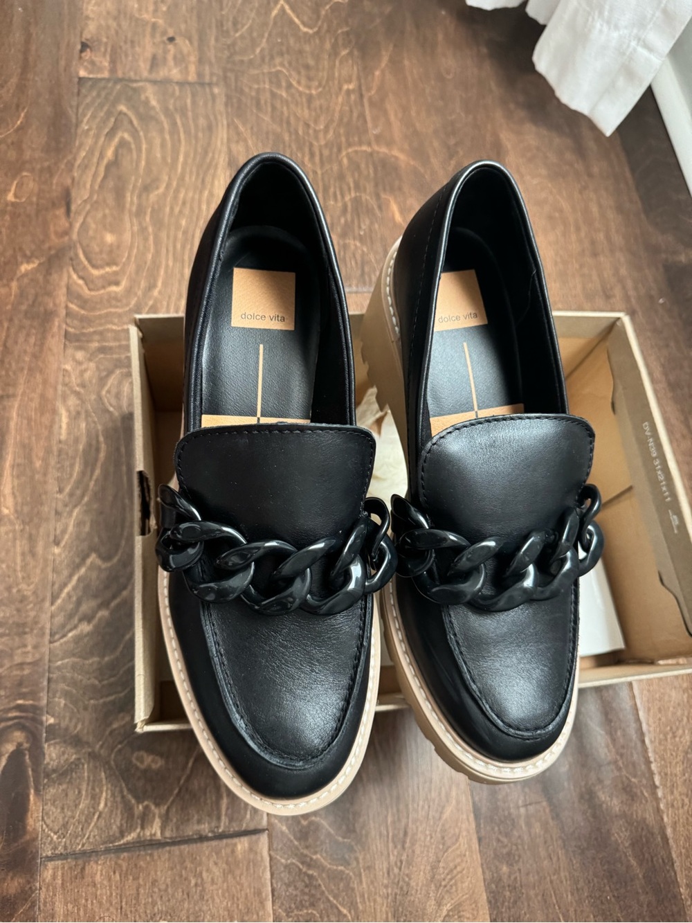 Dolce Vita Black Platform Chain Loafer Wedges - Women - Picture 4 of 5